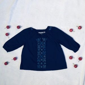 Navy blue floral pattern long-sleeve